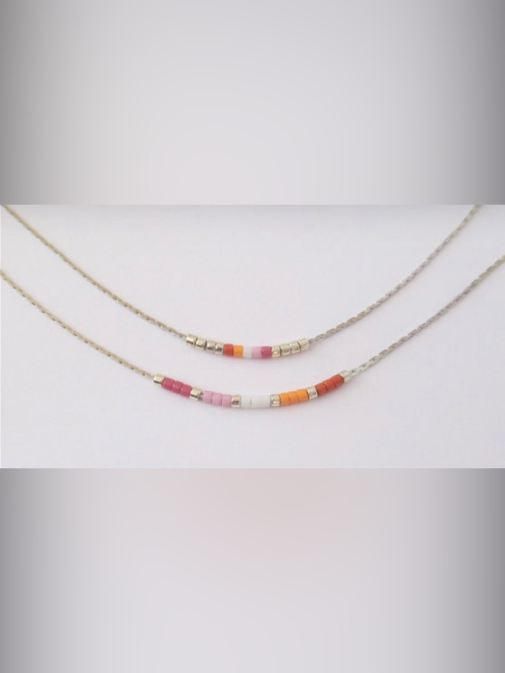 Colorful Beaded Necklace - Pink, Orange & Gold -listing is for first one.